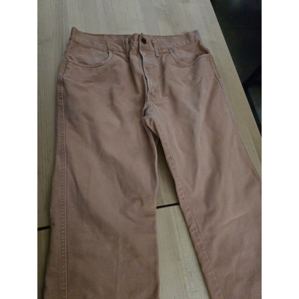 VTG Larry Mahan Western Pants Men's 34 Terracotta Tan 100% Cotton Canvas Jeans